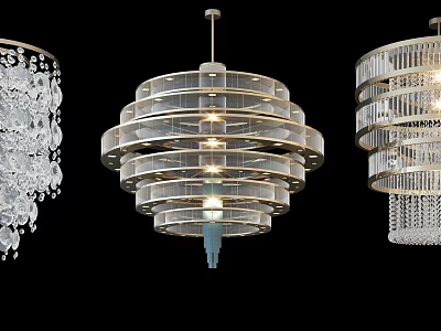 Elegant Modern Crystal Chandeliers With Multi Tiered Design And Sparkling Details 3d model