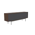 Modern Dark TV Stand With Vertical Striped Panel And Slim Black Legs 3d model