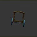 Wooden Handcart With Blue Wheels Transparent Cover And Vintage Design Features