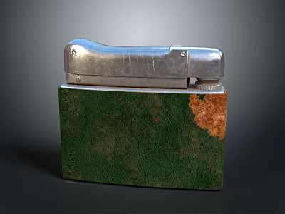Practical Office Stapler with Metal Top and Green Base Featuring Brown Details 3d model