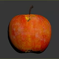 Fresh Juicy Red and Orange Apple with Brown Stem on Gray Background