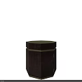 Round Dark Wood Side Table with Gold Metal Base and Elegant Design 3d model