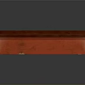 Vintage Red Wooden Bench with Worn Surface and Traditional Design Elements
