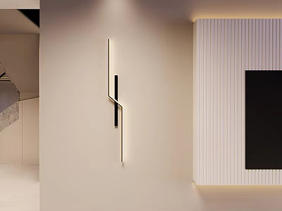 Modern Wall Sconce With Sleek Design LED Light Strip And Textured Wall Panel Interior 3d model