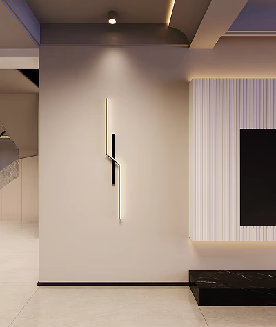 Modern Wall Sconce With Sleek Design LED Light Strip And Textured Wall Panel Interior 3d model