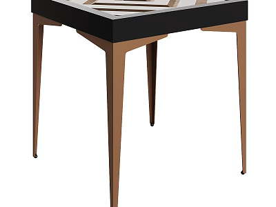 Modern Stool Design With Slim Metal Legs And Square Black Seat In Copper Finish 3d model