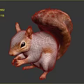 White and Brown Squirrel with Fluffy Tail Standing on Black Background