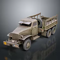 Functional Vintage Military Truck With Open Cargo Bed And Multi Wheel Setup