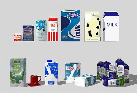 Modern Milk Drink Dairy Products 3d model