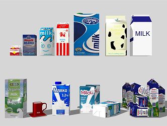 Modern Milk Drink Dairy Products 3d model