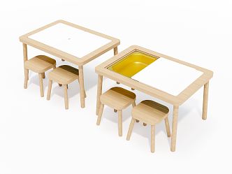 Modern Children's Table and Chair Children's Table and Chair Combination 3d model