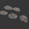 Five Natural Irregular Grayish Brown Stone Pieces With Rough Surface And White Spots