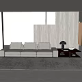 Modern three-seat sofa cream multiplayer sofa 3d model