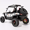 White And Black Off Road UTV With Large Tires Open Cab And Sporty Design