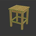 Solid Wooden Stool With Simple Design Square Seat And Stable Leg Structure 3d model