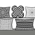 Black and White Decorative Pillows with Geometric Floral Mandala Patterns for Modern Sofa Decoration