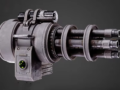 Heavy Duty Multi Barrel Weapon With Industrial Design And Mechanical Parts 3d model