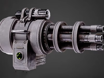 Heavy Duty Multi Barrel Weapon With Industrial Design And Mechanical Parts 3d model