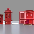 Red ELLE Themed Photo Check In Spot with Decorative Structures And Display Areas