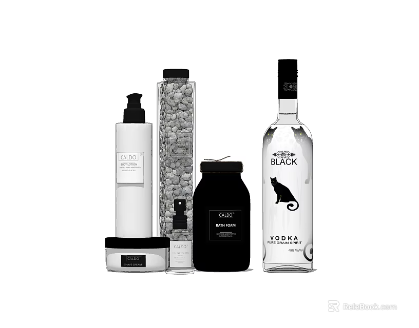 Luxury Perfume Cosmetics Products With Various Bottles In White Black And Transparent Designs 3d model 