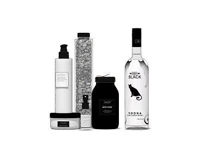 Luxury Perfume Cosmetics Products With Various Bottles In White Black And Transparent Designs 3d model