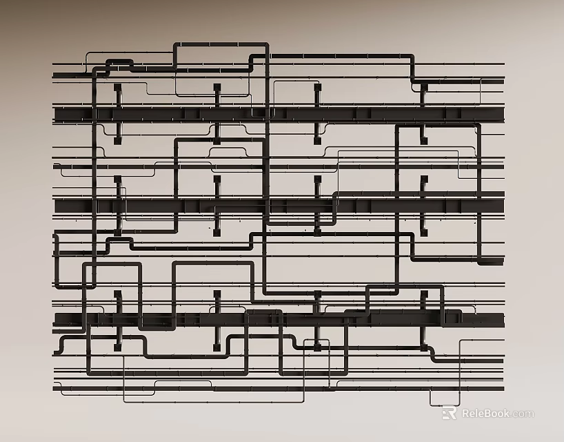 Modern Ceiling Design Featuring Interlaced Grid Lines And Structural Patterns 3d model