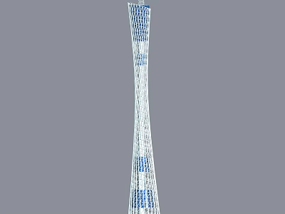 Modern Tall Tower With Lattice Design Blue And White Exterior Urban Architecture 3d model