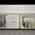 Modern Minimalist Clothing Store Interior With White Display Shelves Clothing Racks And Sofa