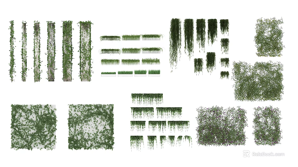 Various Decorative Vines In Vertical And Horizontal Shapes For Wall Coverage 3d model