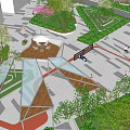 Modern Landscape Design Plan With Green Spaces Pedestrian Paths And Geometric Layout
