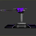 Futuristic Sci Fi Weapon With Double Barrel Purple Glow Mechanical Structure And Hexagonal Base 3d model