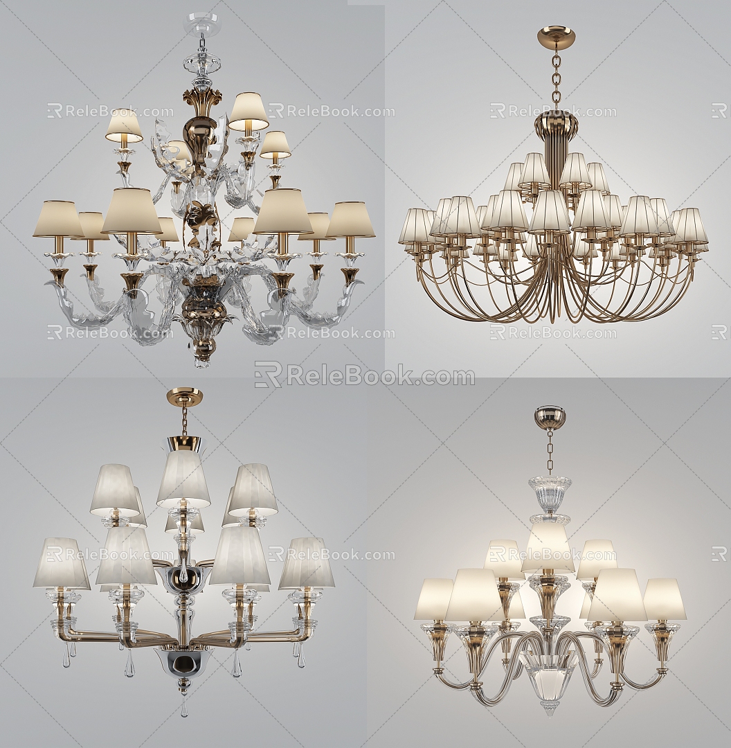 European chandelier crystal chandelier 3d model