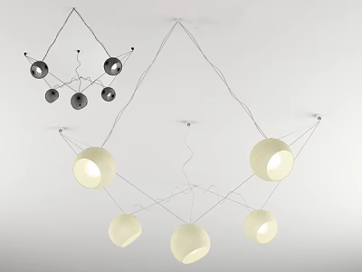 Modern Pendant Lights with Spherical Shades and Metallic Hanging Structures for Interior Design 3d model