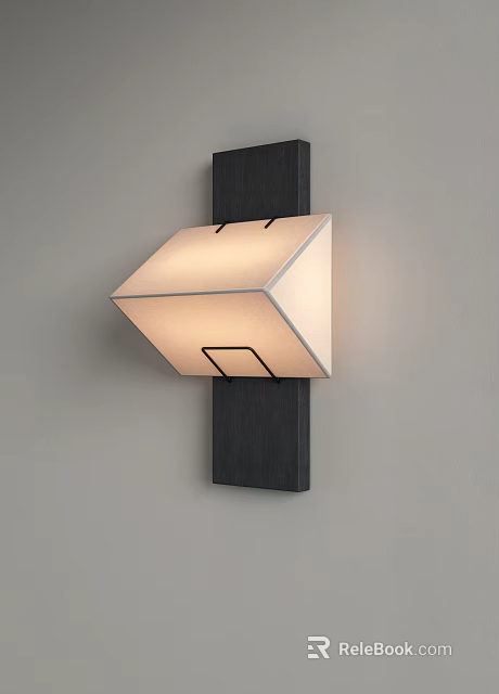 Modern Minimalist Wall Lamp With Square Fabric Shade And Dark Bracket Design 3d model