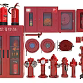 Essential Fire Fighting Equipment for Mini Fire Station Including Extinguishers Hydrants Cabinets Hoses 3d model