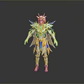 3D Fantasy Winged Warrior With Golden Blue White Armor And Ornate Details