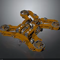 Orange Mechanical Equipment With Multiple Wheels And Mechanical Joints Structure 3d model