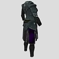 Black Metal Armor With Decorative Details Leather Belt And Purple Accents