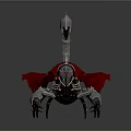 Detailed Mechanical Scorpion With Red Cape Metal Claws And Spiked Tail