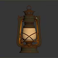 Antique Vintage Kerosene Lamp With Metal Frame And Glass Shade Design