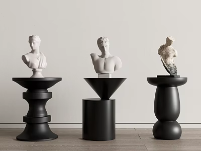 Modern Black Side Tables With Sculptures In Various Designs For Modern Living Room Interior 3d model