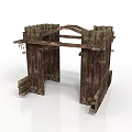 Rustic Wooden Entrance Frame Structure With Cross Beam Posts And Hooks Design 3d model