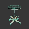 Modern Bar Stool With Black Padded Seat Adjustable Height And Swivel Wheels Base