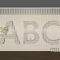 Decorative Background Wall With 3D ABC Letters Green Plant And Hello Sign