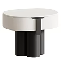 Minimalist Modern Bedside Table With White Circular Top And Black Cylindrical Base 3d model