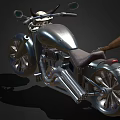 Vintage Motorcycle With Leather Seat Chrome Details Skull Decoration And Large Wheels