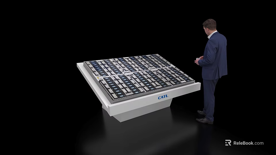 CAE Sand Table with Modeled Grids and Standing Man in Suit 3d model 