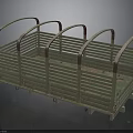 Green Cargo Cart With Wooden Slats And Metal Handles For Transport