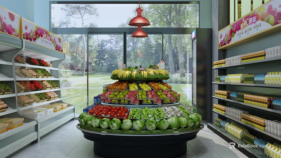 Fruit Store Interior With Fresh Produce Display And Bright Space 3d model 