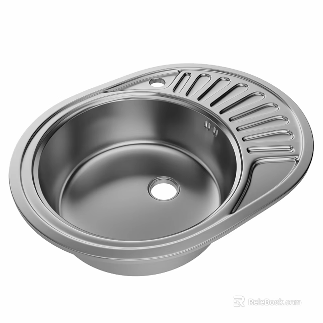 Stainless Steel Single Bowl Kitchen Sink With Built In Drainer Design 3d model 
